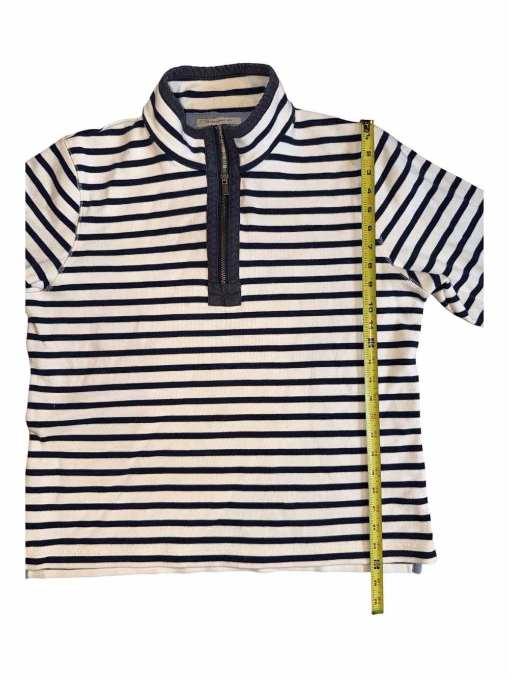 L.L. Bean Navy and White Striped Half-Zip Pullover - Picture 5 of 6